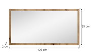 Rechteckiger Wandspiegel mit naturfarbenem Holzrahmen, Frontansicht; Maße ca. 106 x 55 cm, Rahmenbreite ca. 2 cm.