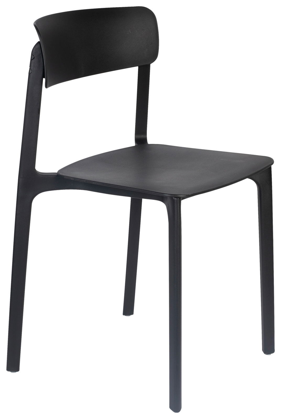 Schwarzer Stuhl CLIVE aus Kunststoff, seitliche Perspektive