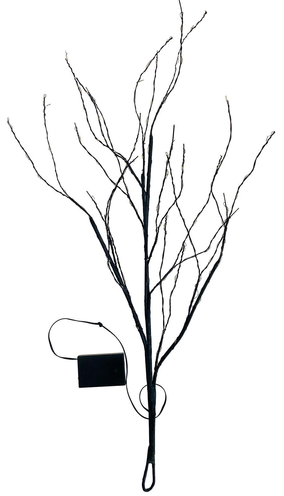 LED-Zweig mit 84 cm Länge, frontal abgebildet, mit einem schwarzen Batteriefach.