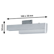 Zilverkleurige SingleAdapter Zigbee URAIL van PAULMANN, zijaanzicht, afmetingen 166 x 36 x 50 mm