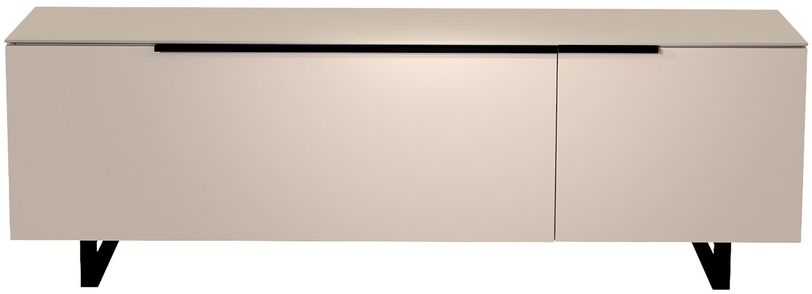 Moderano TV-Lowboard BORMIO Modernes TV-Lowboard in Beige mit schwarzem Griff, frontale Ansicht