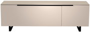 Modernes TV-Lowboard in Beige mit schwarzem Griff, frontale Ansicht