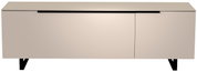 Modernes TV-Lowboard in Beige mit schwarzem Griff, frontale Ansicht