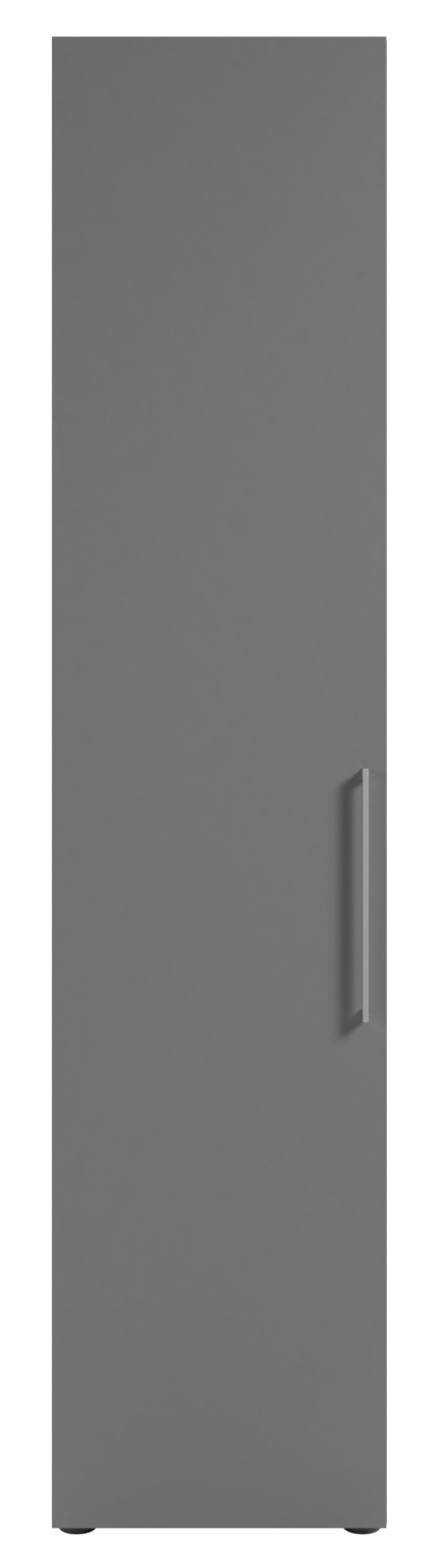 Grauer, hoher Aktenschrank mit linker Ausrichtung, Frontalansicht