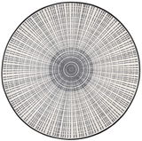 Runde graue Fußmatte mit strahlenförmigem Muster, Draufsicht