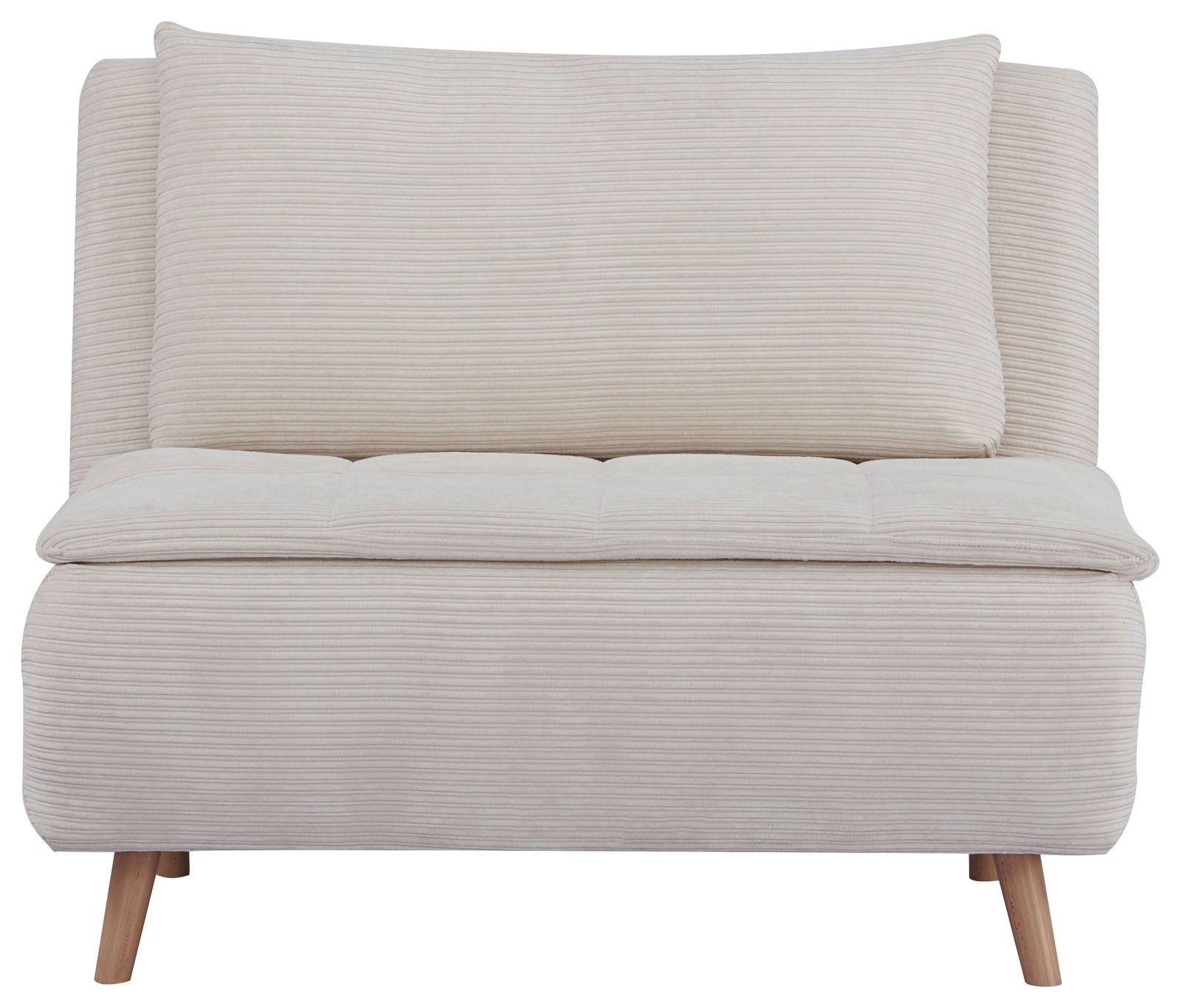 Beiger Funktionssessel mit Holzbeinen, Vorderansicht