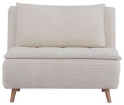 Beiger Funktionssessel mit Holzbeinen, Vorderansicht