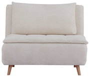 Beiger Funktionssessel mit Holzbeinen, Vorderansicht