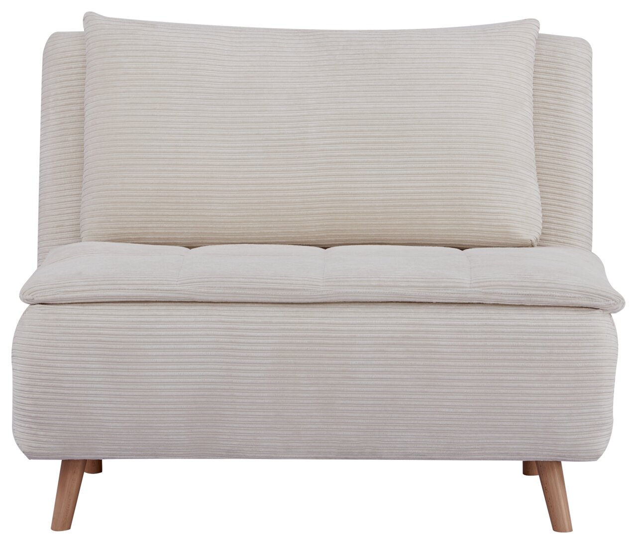 Beiger Funktionssessel mit Holzbeinen, Vorderansicht