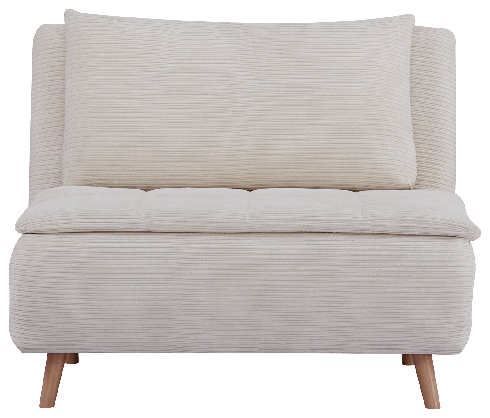 Beiger Funktionssessel mit Holzbeinen, Vorderansicht