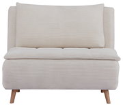 Beiger Funktionssessel mit Holzbeinen, Vorderansicht