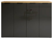 XXL-Schuhschrank XORA in Weiß und Anthrazit mit Holzoberfläche, Frontalansicht