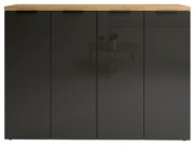 XXL-Schuhschrank XORA in Weiß und Anthrazit mit Holzoberfläche, Frontalansicht