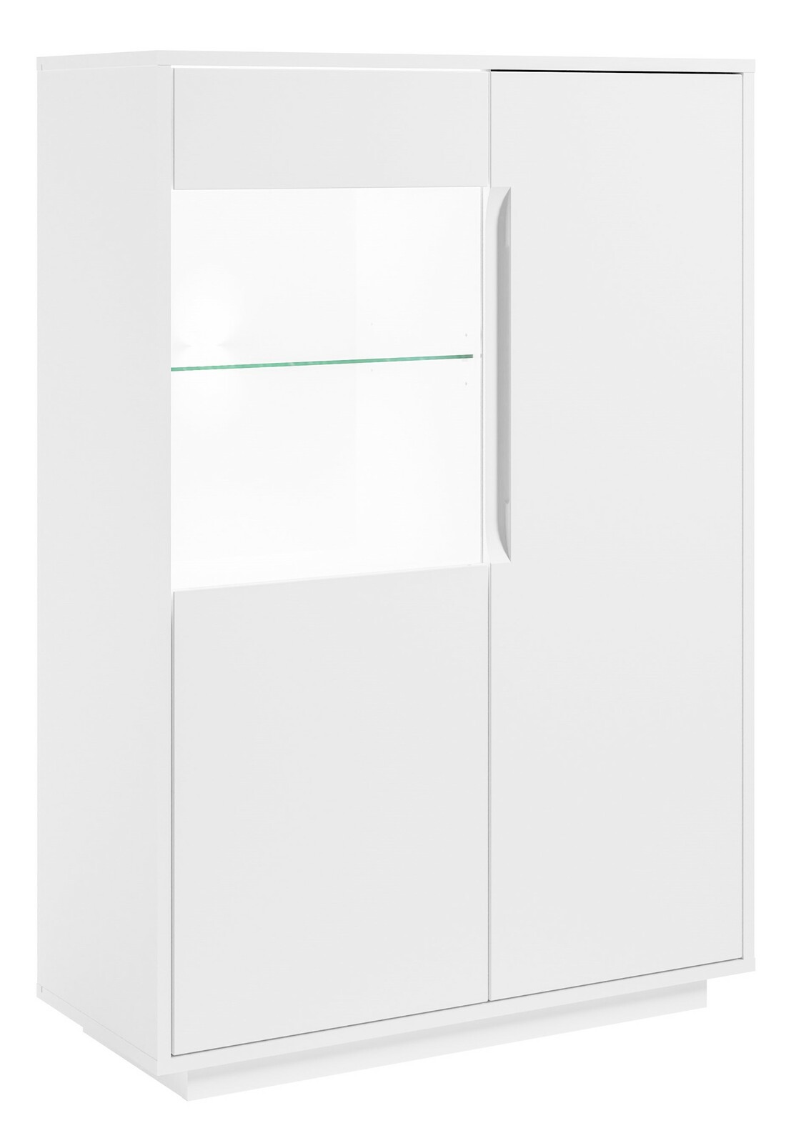 Z2 Highboard SANTANA Weißes Highboard mit Glaseinsatz, Frontansicht
