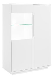 Weißes Highboard mit Glaseinsatz, Frontansicht