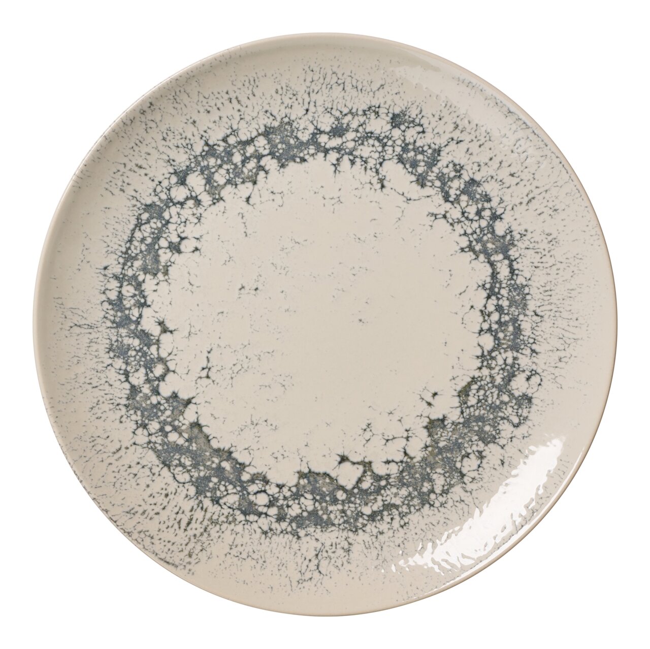 Grauer Speiseteller Cecina 26cm mit einzigartigem Muster, Draufsicht