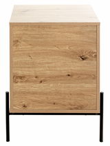 Nachtkommode aus Holz mit schwarzem Metallgestell, Frontalansicht