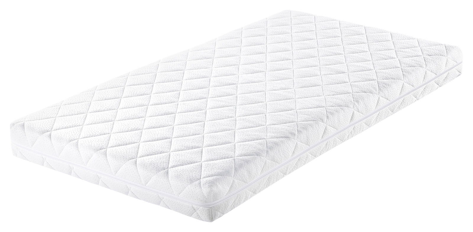 Weiße Matratze Classic Comfort in schräger Perspektive mit gestepptem Muster