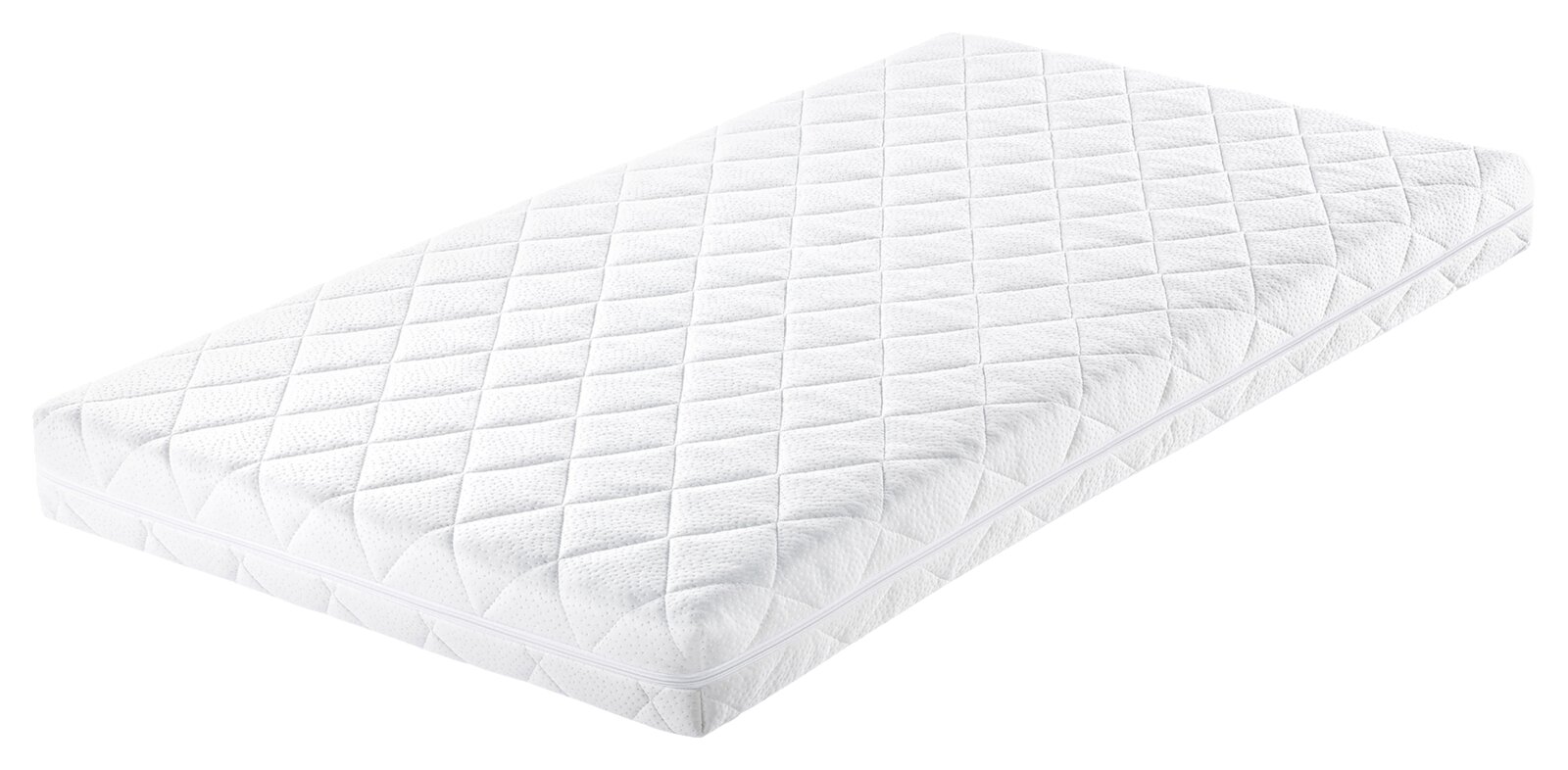 Weiße Matratze Classic Comfort in schräger Perspektive mit gestepptem Muster