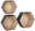 XORA Wandregal-3er-Set BEN Dreiteiliges Wandregal-Set in sechseckiger Form, aus Holz mit schwarzem Rand, aus der Frontalperspektive.