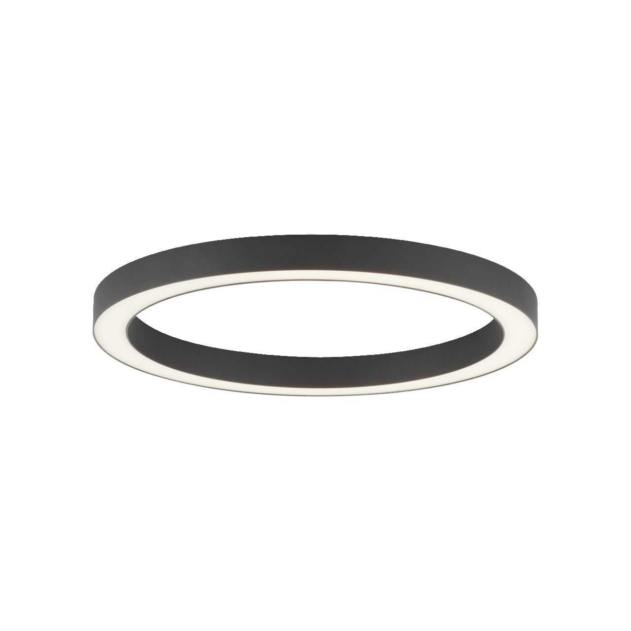 Moderne, runde Deckenleuchte PURE-LINES in schwarzem Design, seitliche Perspektive