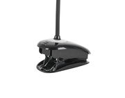 Schwarze LED-Klemmleuchte, seitliche Perspektive