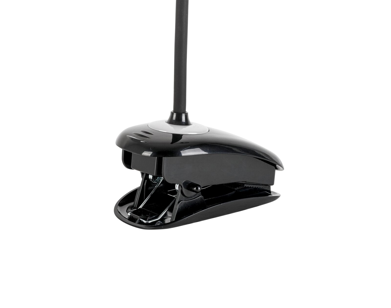 Zwarte LED-klemlamp, zijaanzicht