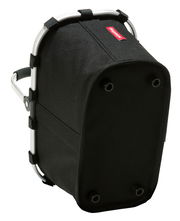 Schwarzer Carrybag xs mit Aluminiumrahmen, von unten seitlich betrachtet.