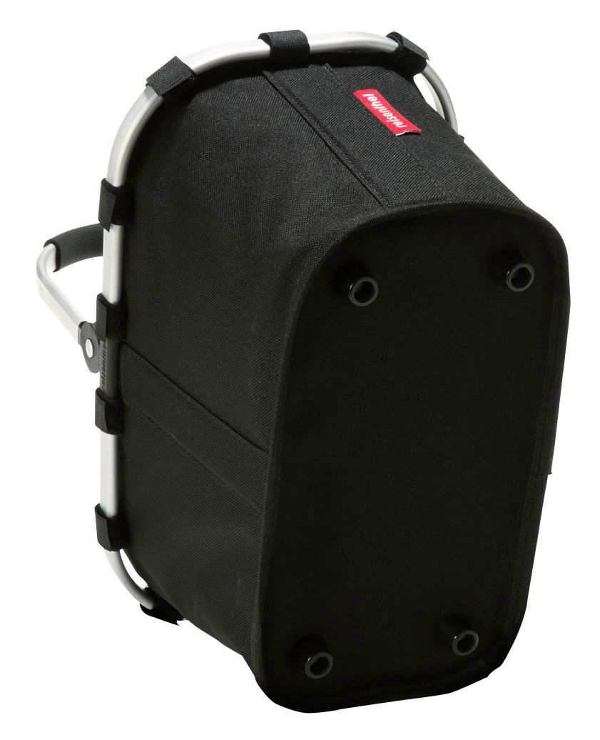 Schwarzer Carrybag xs mit Aluminiumrahmen, von unten seitlich betrachtet.