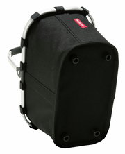 Schwarzer Carrybag xs mit Aluminiumrahmen, von unten seitlich betrachtet.