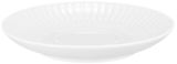 Weiße Kombi-Untertasse klein, 12 cm, mit geriffeltem Rand, seitliche Perspektive