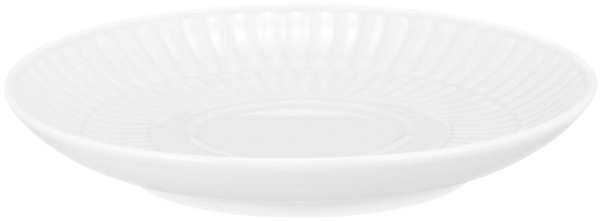 Seltmann Weiden Untertasse AMINA Weiße Kombi-Untertasse klein, 12 cm, mit geriffeltem Rand, seitliche Perspektive