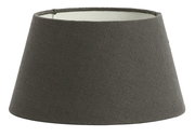 Grauer Lampenschirm in Trommelform, seitliche Perspektive