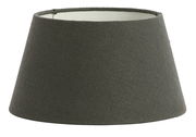 Grauer Lampenschirm in Trommelform, seitliche Perspektive