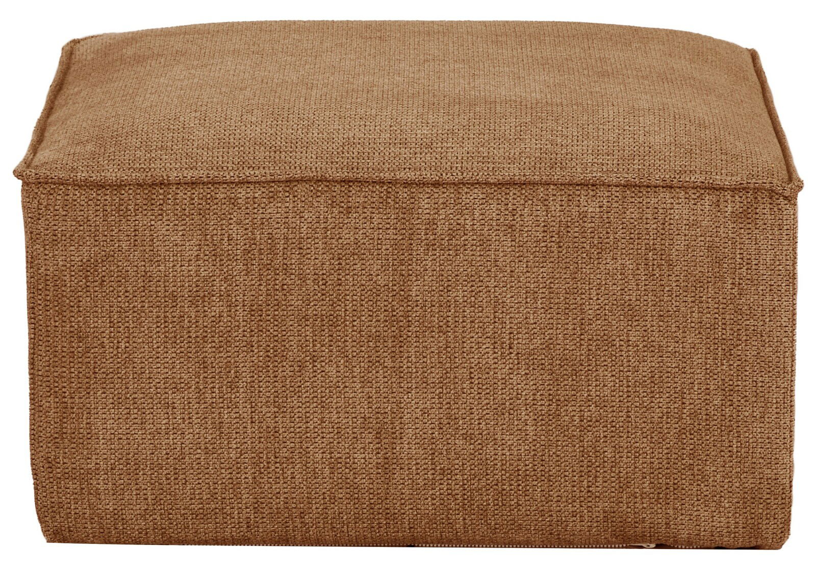 Brauner Anstellhocker aus Stoff, frontal betrachtet.