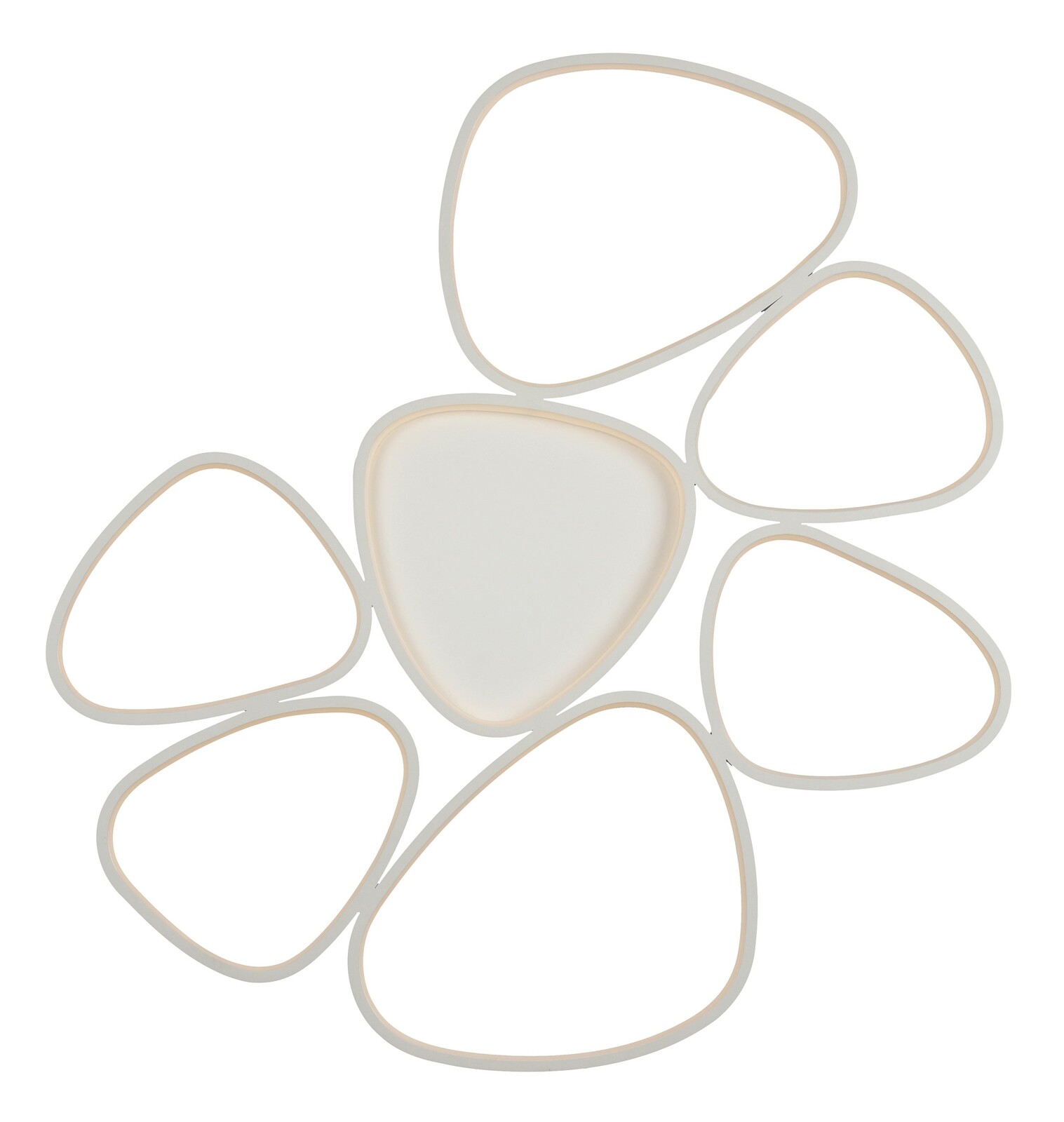 Moderne Deckenleuchte mit organischen Formen, von oben betrachtet.