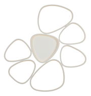 Moderne Deckenleuchte mit organischen Formen, von oben betrachtet.