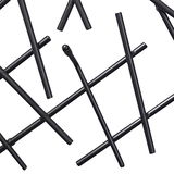 Schwarze Wandgarderobe aus Metallstäben in diagonaler Anordnung, Draufsicht