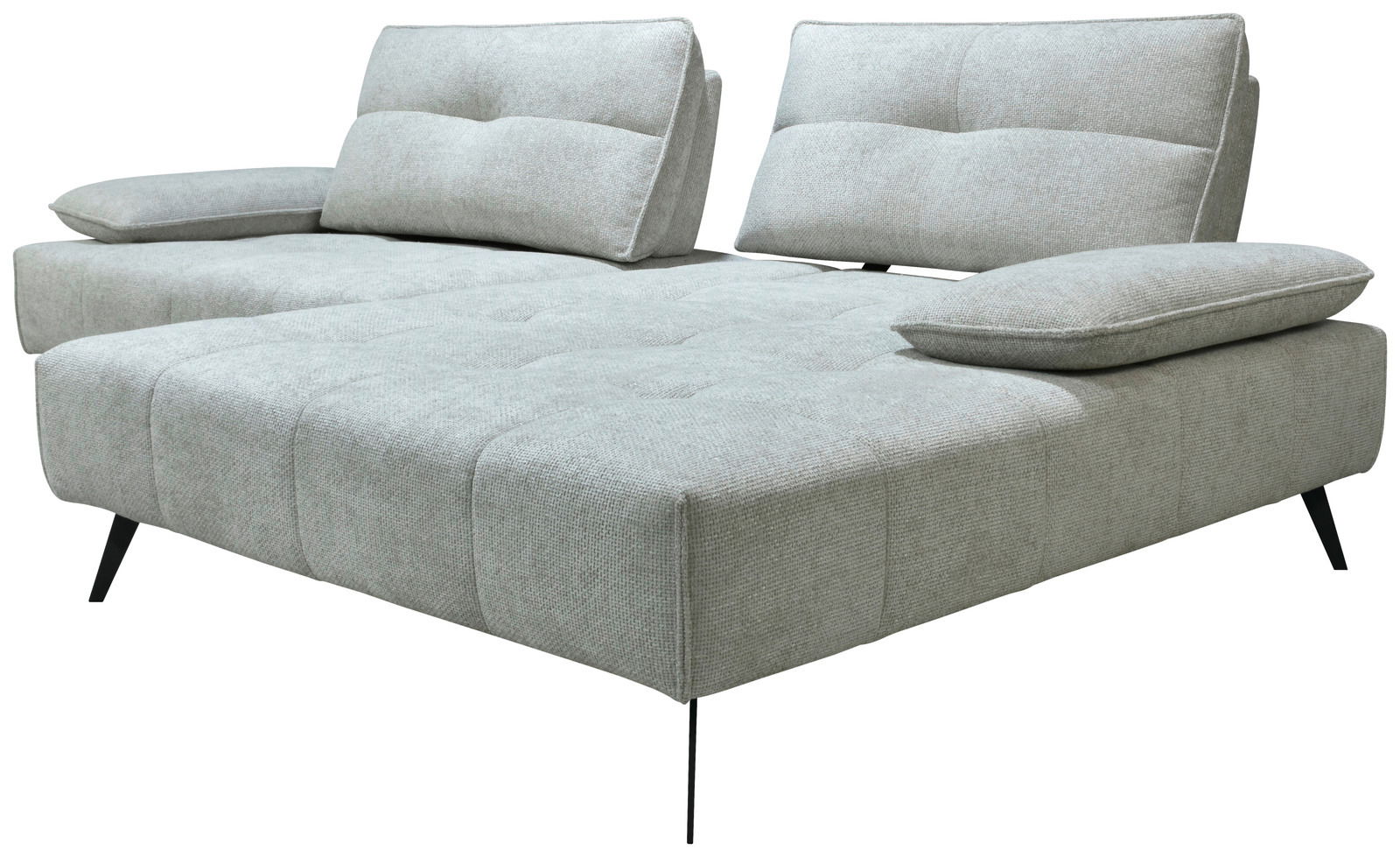 Graue Longchairkombination TOKIO mit verstellbaren Rückenlehnen und Armlehnen, seitliche Perspektive