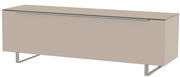 Beiges TV-Lowboard mit Metallfüßen, seitliche Perspektive