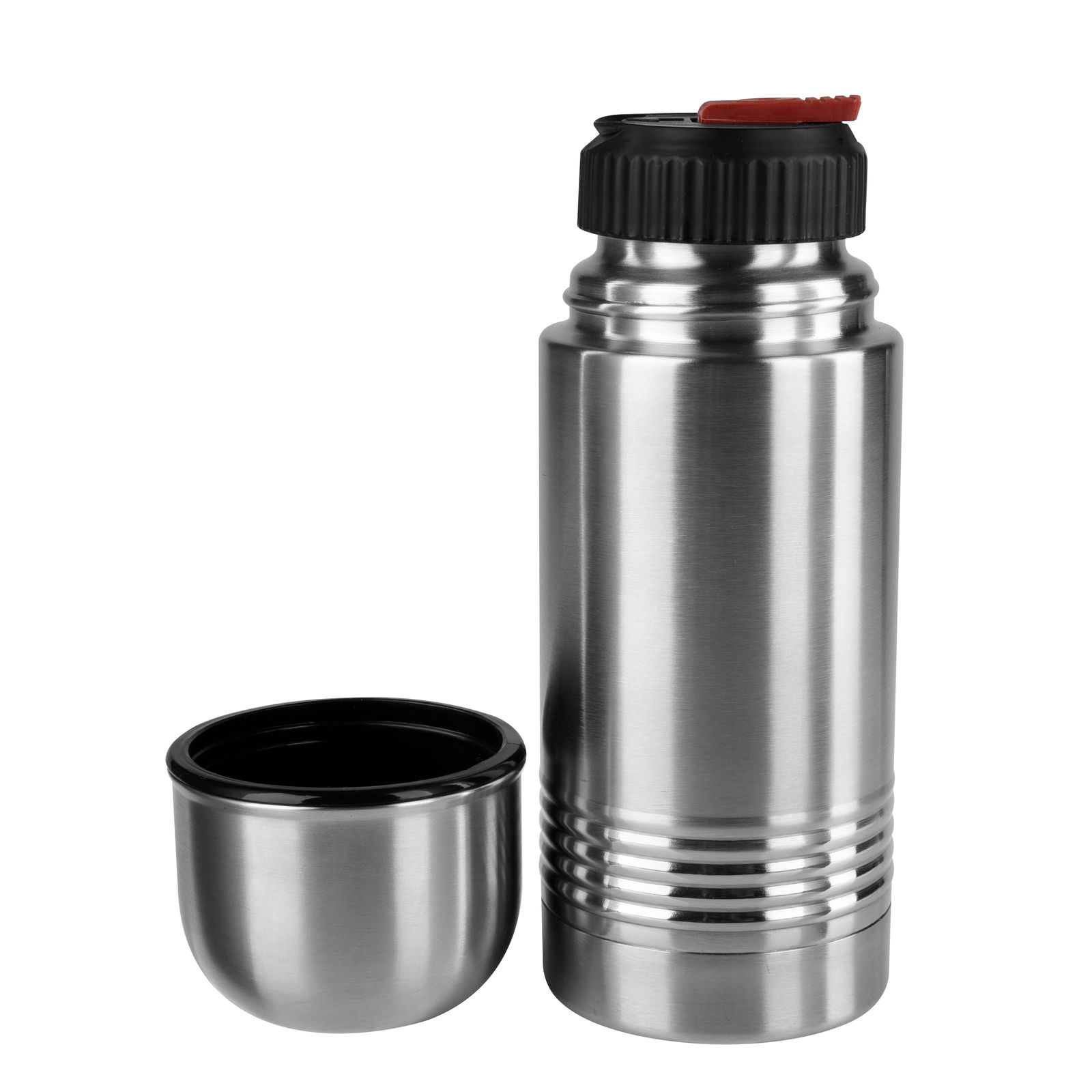 Edelstahl-Isolierflasche SENATOR 0,35 L mit abgenommenem Deckel, seitliche Perspektive