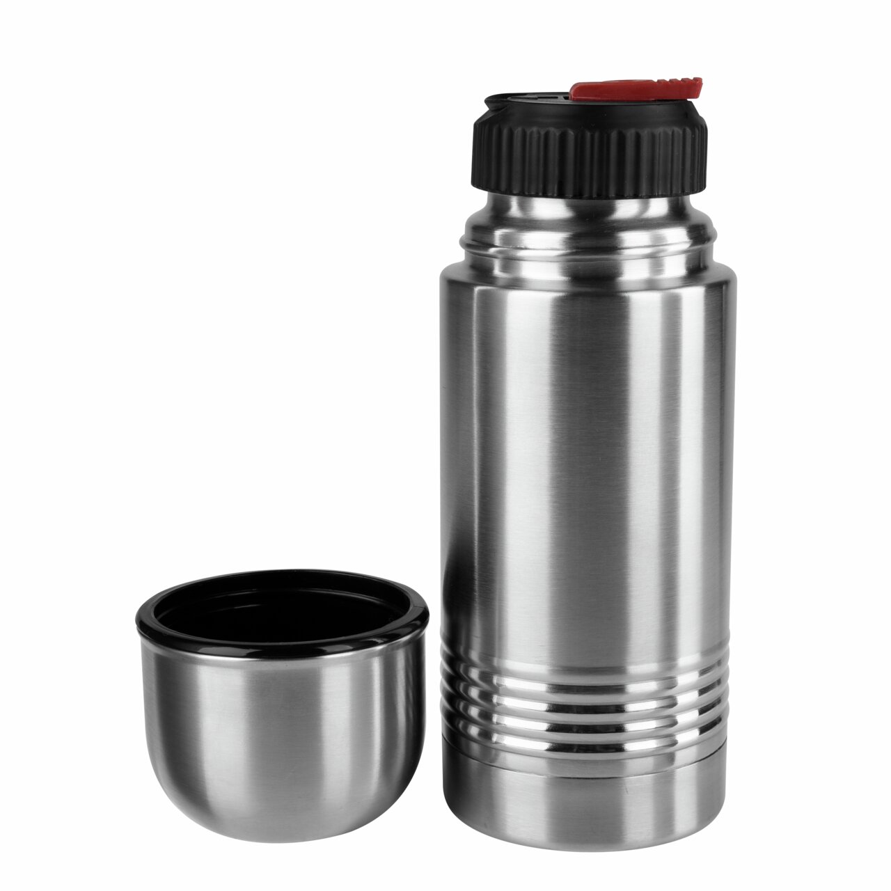 Edelstahl-Isolierflasche SENATOR 0,35 L mit abgenommenem Deckel, seitliche Perspektive