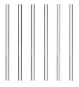 Sechs gerade Trinkhalme aus Glas, frontal angeordnet