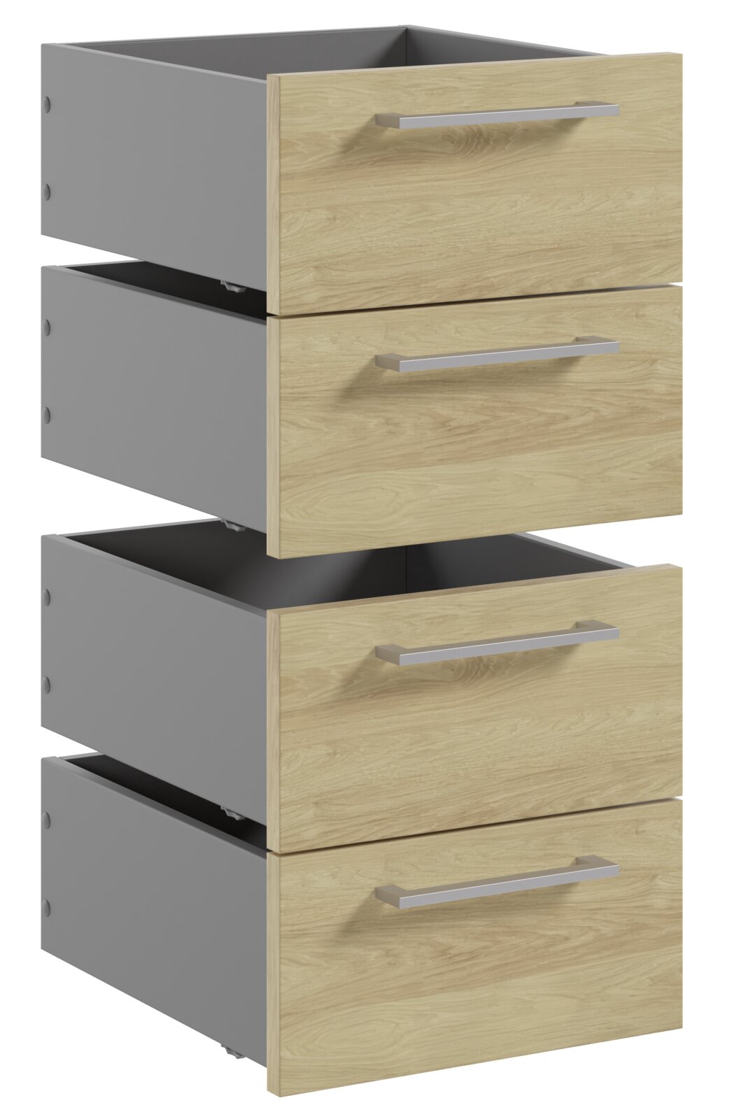 Novel Schubladeneinsatz (Set) COLORADO Schubladeneinsatz-Set mit drei offenen Schubladen in Holzoptik, seitliche Perspektive