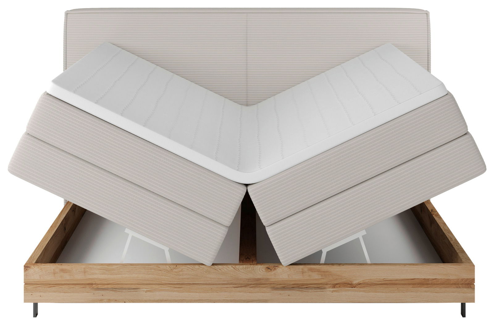 Boxspringbett mit verstellbaren Matratzen, Vorderansicht