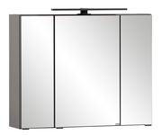 Moderner Spiegelschrank mit drei Türen und integrierter Beleuchtung, Frontalansicht