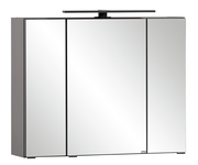 Moderner Spiegelschrank mit drei Türen und integrierter Beleuchtung, Frontalansicht