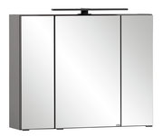Moderner Spiegelschrank mit drei Türen und integrierter Beleuchtung, Frontalansicht