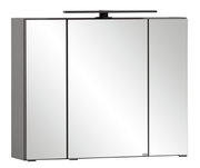 Moderner Spiegelschrank mit drei Türen und integrierter Beleuchtung, Frontalansicht