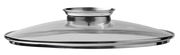 Glasdeckel mit Edelstahlgriff, seitliche Perspektive